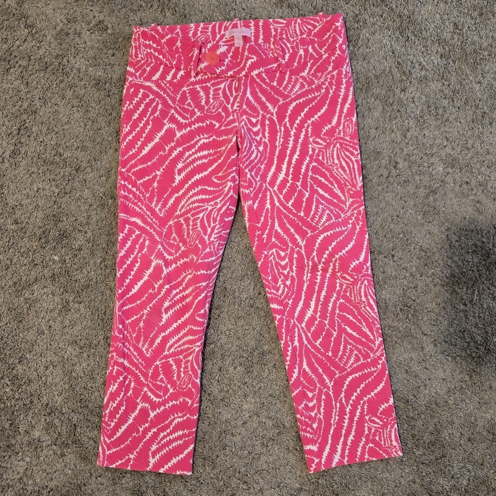 Lilly Pulitzer Luxury Capri Pants 4 Pink Style # 49057 - Picture 2 of 7